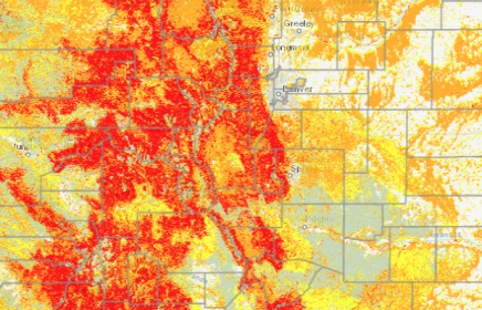 map of Colorado showing zones where wild fired have stuck